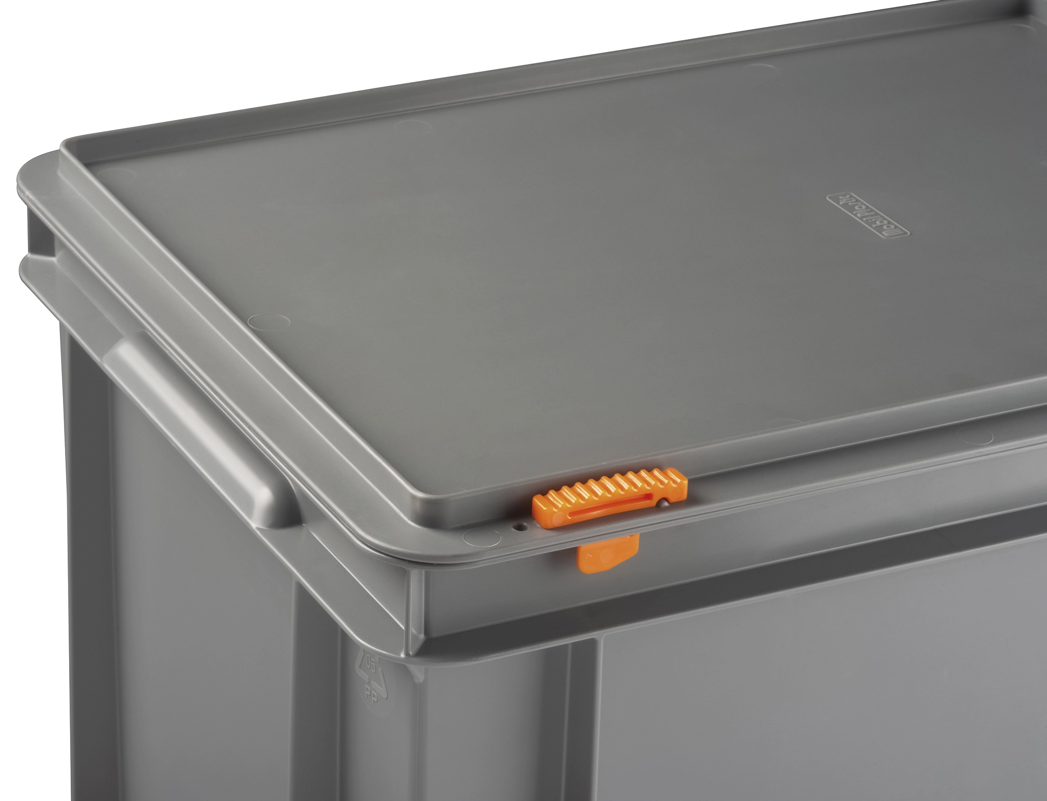 Grauer Lagerbehälter im Euronorm-Format aus Recyclingkunststoff