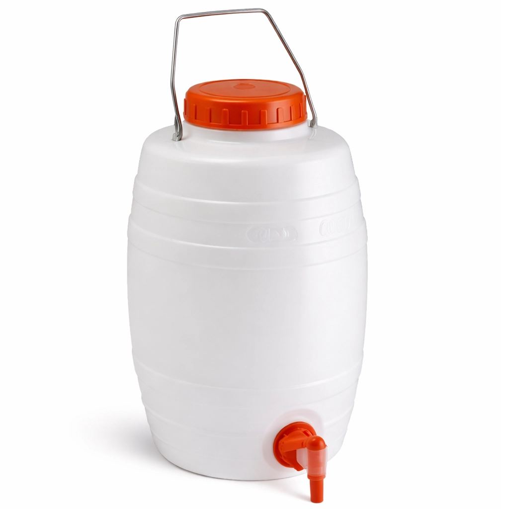 KF Getränkefass aus HDPE mit Auslaufhahn und Deckel, lebensmittelecht, für Lagerung und Transport