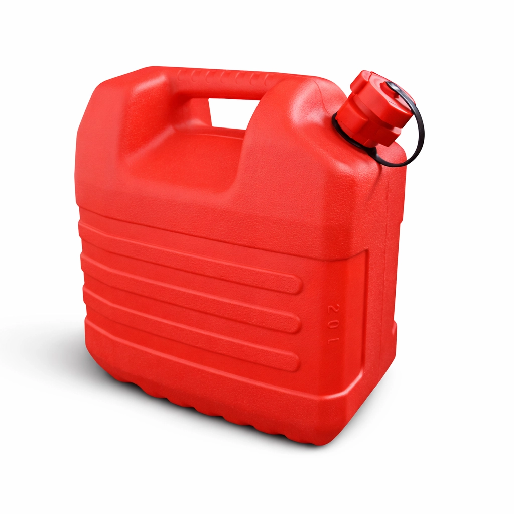 Benzinkanister mit UN-Zulassung, Ausgießer und Abluftloch für sauberes Befüllen