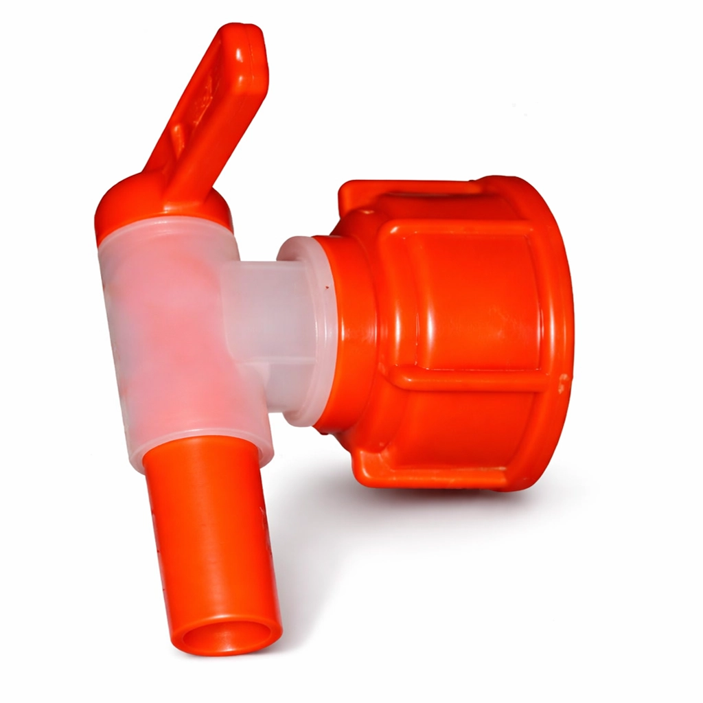 Roter Hahn aus Polypropylen für KF Getränkefass 5–100 l und KAH Kanister 10–20 l, lebensmittelecht, −20 bis +80 °C, 2 Stück