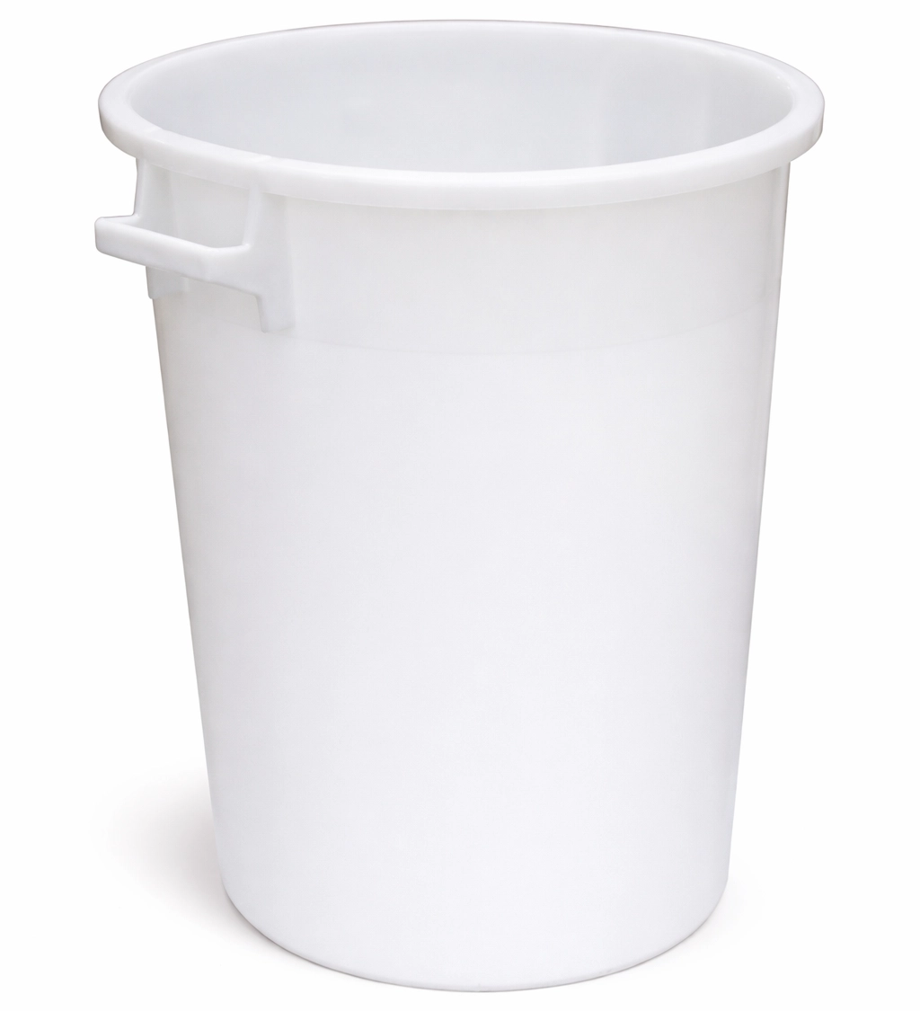 Weiße Tonne mit Griffen aus HDPE, lebensmittelecht, 35–150 l, stapelbar