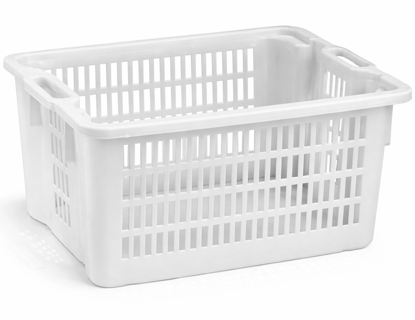 Gelochter Drehstapelbehälter aus HDPE für luftige Lagerung von Obst und Gebäck, lebensmittelecht, stapelbar