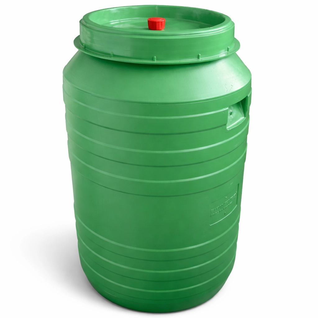 Maischefass MF aus HDPE mit zweiteiligem Deckel, Gärglocke und Auslaufhahn für Gärung