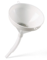 Trichter mit flexiblem Schlauch und Sieb