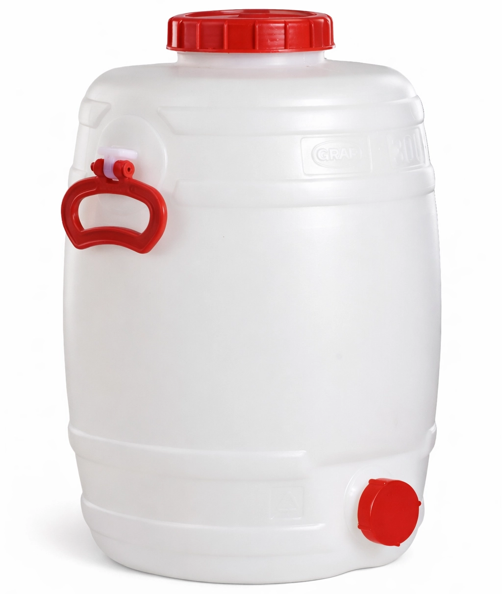 Kleine Kunststoffkanne aus HDPE mit Tragebügel, temperaturbeständig und lebensmittelecht