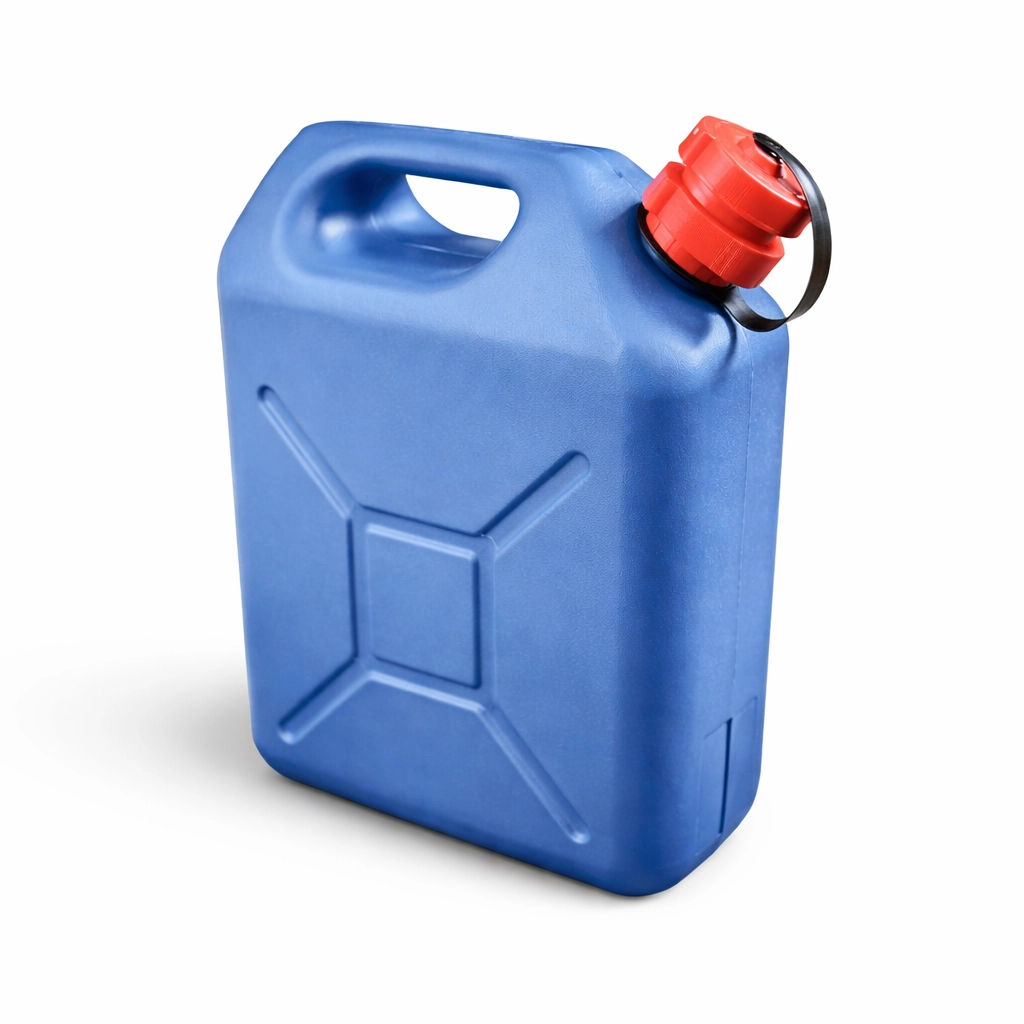 Blauer Kanister mit Ausgießer KAB aus HDPE, schlagfest, leicht zu reinigen, −20 bis +70 °C