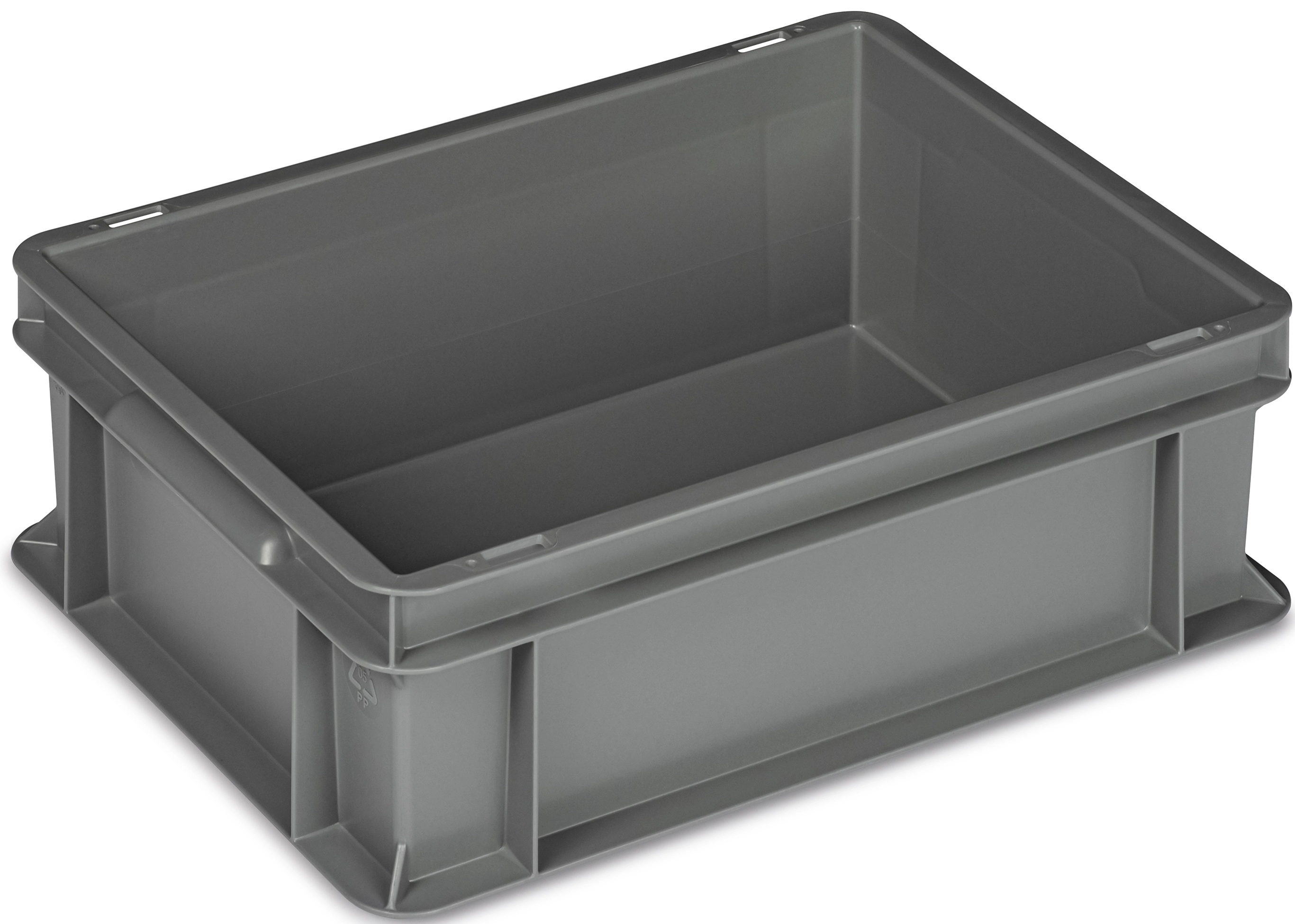 Grauer Euronorm Behälter aus Recyclingmaterial für Lagerung und Transport