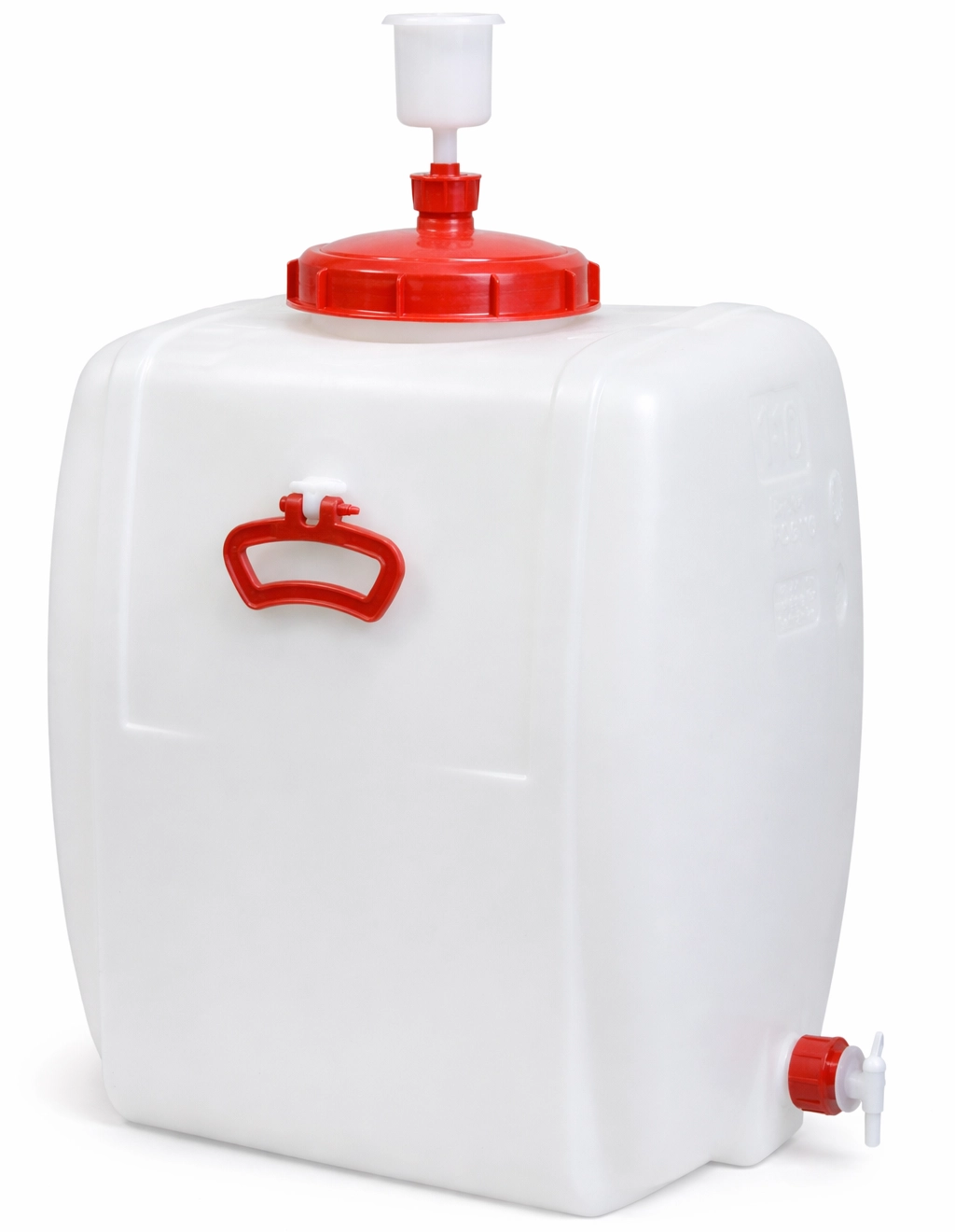 FVD Weinmostfass aus HDPE mit Gärglocke, Hahn und Schraubkappe, lebensmittelecht, −20 bis +80 °C